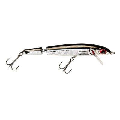 Bomber Jointed Wake Minnow Hardbait Chrome-Black Back