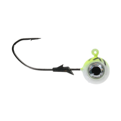 Eagle Claw Lazer Sharp Pro-V Eagle Eye Ball Jig Head Chartreuse Tiger Glow