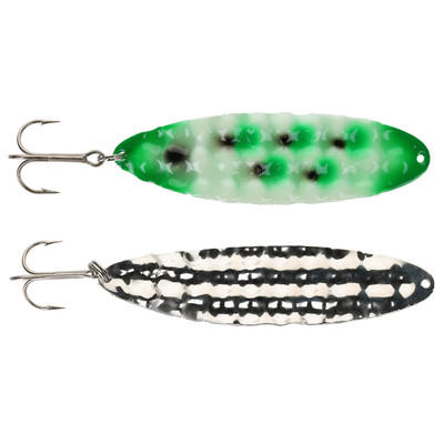 Moonshine Lures Hammered Moonchip Spoon Green Jeans