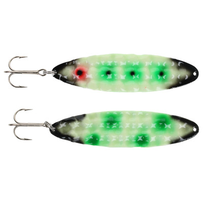 Moonshine Lures Hammered Moonchip Spoon Green Double