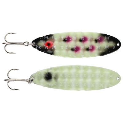 Moonshine Lures Hammered Moonchip Spoon Raspberry Double