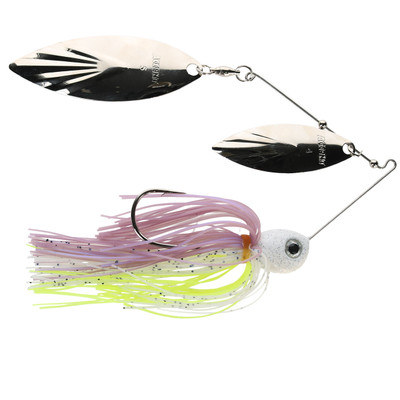 Accent River Special Double Willow Spinnerbait Nickel-Nickel Blades - Purple Crush Skirt