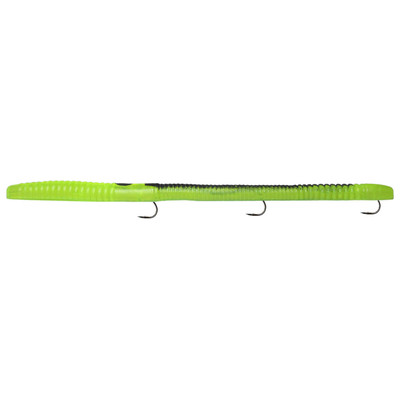 K & E Tackle Bass Stopper Rigged Worm Chartreuse & Black