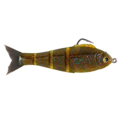Bucca Brand Weedless Baby Bull Shad Soft Swimbait - Green Pumpkin Bluegill