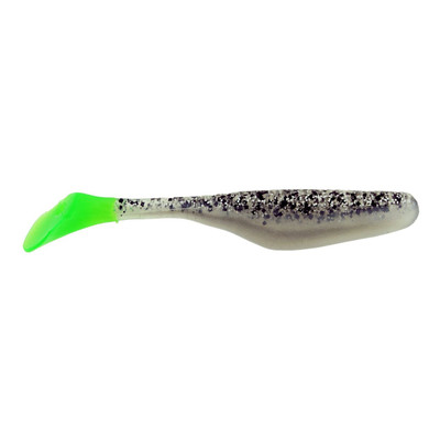 Saltwater Assassin Sea Shad Swimbait Salt & Pepper Silver Phantom - Chartreuse Tail