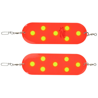 Silver Horde Dodger UV Chartreuse Fire Dots - Flame