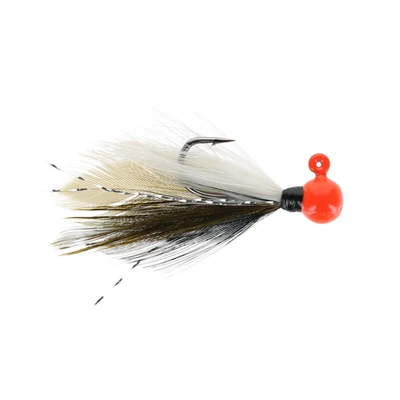 VooDoo Custom Tackle Yeet-er Feather Jig - Red Black-Olive-White