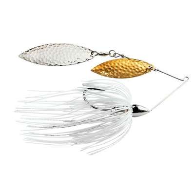 War Eagle Hammered Double Willow Spinnerbait White Silver - N