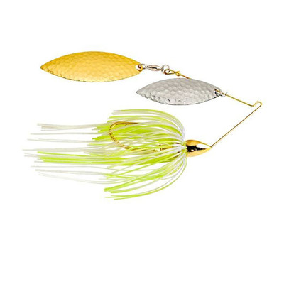 War Eagle Hammered Double Willow Spinnerbait Hot White Chartreuse - G