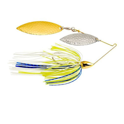 War Eagle Hammered Double Willow Spinnerbait White Chartreuse Blue - G