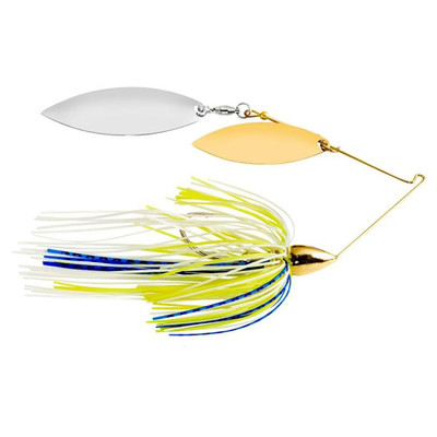 War Eagle Double Willow Spinnerbait Gold White Chartreuse Blue