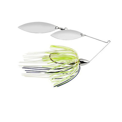 War Eagle Double Willow Spinnerbait Nickel White Chartreuse Blue