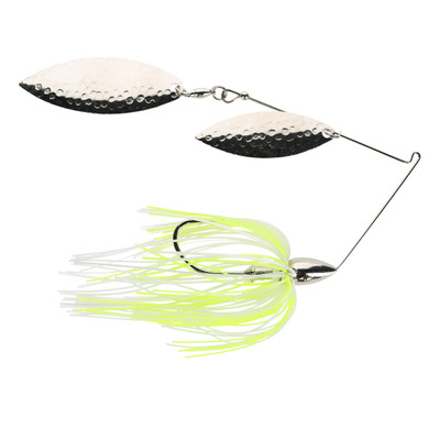 War Eagle Hammered Double Willow Spinnerbait White Chartreuse Pearl - N