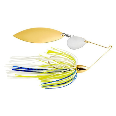 War Eagle Tandem Willow Spinnerbait - White Chartreuse Blue