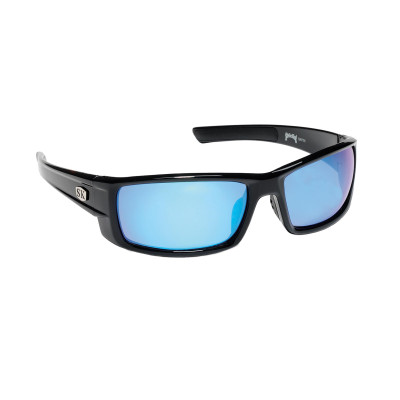 Strike King SK Plus Polarized Sunglasses Bosque - Shiny Black-Revo Blue White Mirror Gray