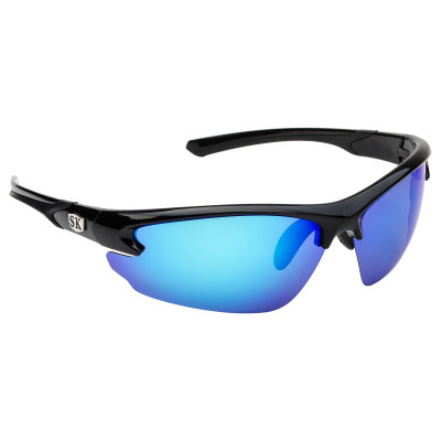 Strike King SK Plus Polarized Sunglasses Bravos - Shiny Black-Revo White Blue Mirror Gray