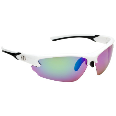 Strike King SK Plus Polarized Sunglasses Bravos - Shiny White Black-Revo Green Mirror Amber