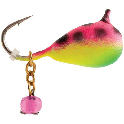 Clam Dingle Drop Jig Chartreuse Pink Glow Spot; 14