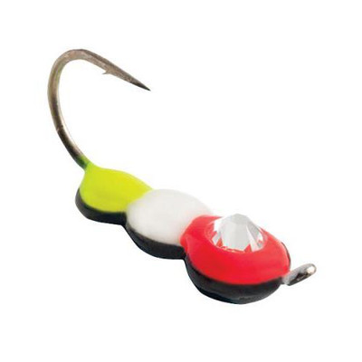 Clam Half Ant Drop Jig Red-White-Chartreuse