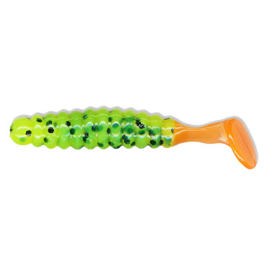 Charlie Brewer's Crappie/Panfish Slider Grubs Chartreuse Black-Orange