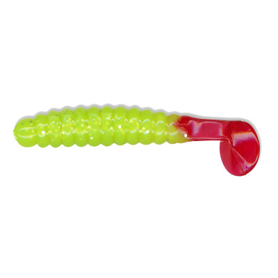 Charlie Brewer's Crappie/Panfish Slider Grubs Chartreuse Glitter-Red