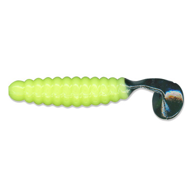 Charlie Brewer's Crappie/Panfish Slider Grubs Creamy Chartreuse-Black