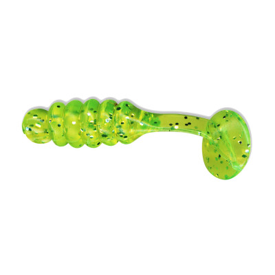 Charlie Brewer's Crappie Slider Grub - 1 - Chartreuse Glitter