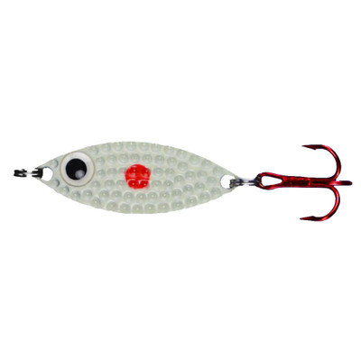 PK Lures PK Spoon Red Dot Glow Nickel Back