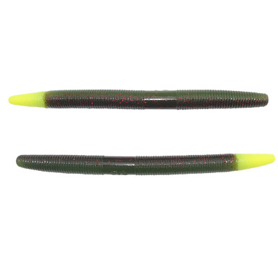 Yamamoto Original Senko Worms Green Pumpkin/Watermelon Laminate w/ Small Red Flake (Chartreuse Tip)