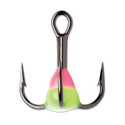 VMC Glow Resin Treble Hooks Pink Chartreuse Glow