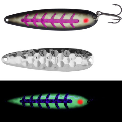 4pc Lot - MAG UV Holo Super Glow Salmon Trolling Spoons moonshine Fisher  Tackle