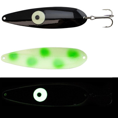 Moonshine Lures Trolling Spoon Exclusive Color - Green Dot Carbon 14