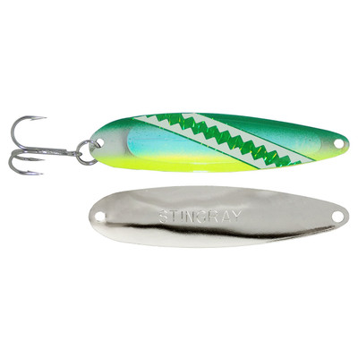 Michigan Stinger Stingray Spoon Super UV Green Tuxedo; 4 1/4 in.