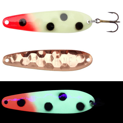 Moonshine Lures Walleye Spoon - Glow Bloody Nose