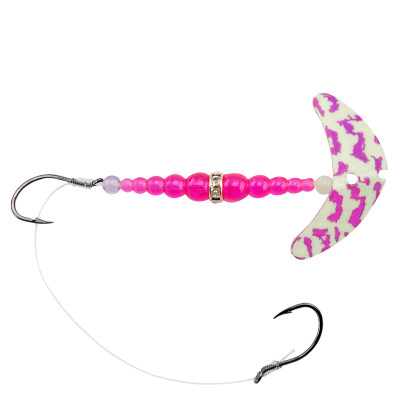 Mack's Smile Blade Double Whammy Walleye Rig Glow White Purple Tiger