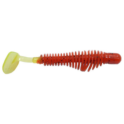 B Fish N Tackle AuthentX Pulse-R Paddle Tail Catalpa Orange-Chartreuse Tail