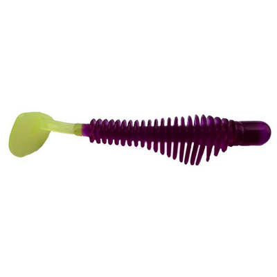 B Fish N Tackle AuthentX Pulse-R Paddle Tail Purple-Chartreuse Tail