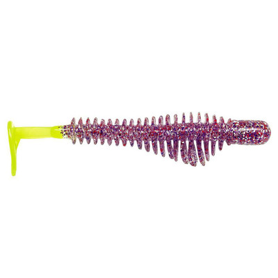 B Fish N Tackle AuthentX Pulse-R Paddle Tail PurpleCracker-Chartreuse Tail