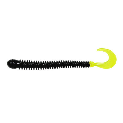 B Fish N Tackle Ringworm Black Chartreuse Tail