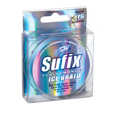  Sufix Ice Braid 6 lb (Glacier Blue, Size- 75 YD Spool