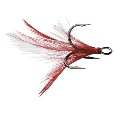 VMC Dressed X-Rap Treble Hooks Red-Black Nickel