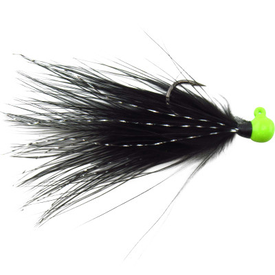 VooDoo Custom Tackle Marabou Jigs Green Chartreuse-Black