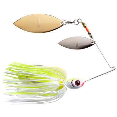 Booyah Baits Double Willow Blade Spinnerbait Chartreuse Pearl White-White Chartreuse