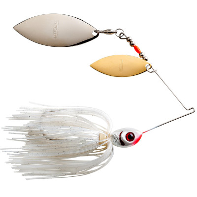 Booyah Baits Double Willow Blade Spinnerbait Pearl White-Satin Silver Glimmer