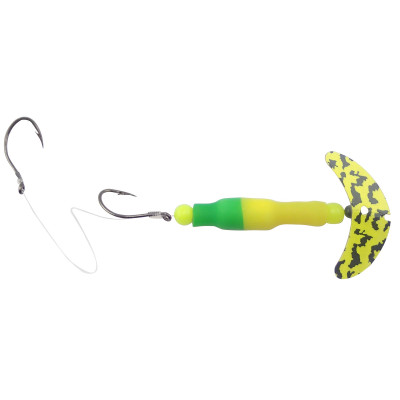 Mack's Wally Pop Crawler Rig Fluorescent Yellow-Green-Chartreuse Black Tiger