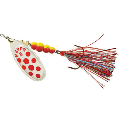 Mepps Aglia Flashabou Spinner Red Dot Red-Silver