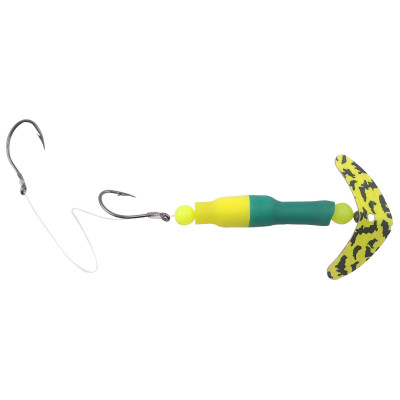 Mack's Wally Pop Crawler Rig Teal-Fluorescent Yellow-Chartreuse Black Tiger