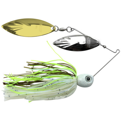 Accent River Special Double Willow Spinnerbait Nickel-Gold Blades - Threadfin Shad Skirt