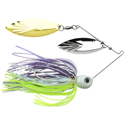 Accent River Special Double Willow Spinnerbait Nickel-Gold Blades - Purple Crush Skirt