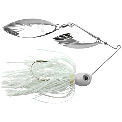 Accent River Special Double Willow Spinnerbait Nickel-Nickel Blades - White Skirt